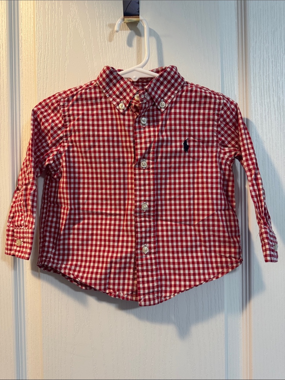 Ralph Lauren Baby Boys 12M Red Gingham Button Down Shirt